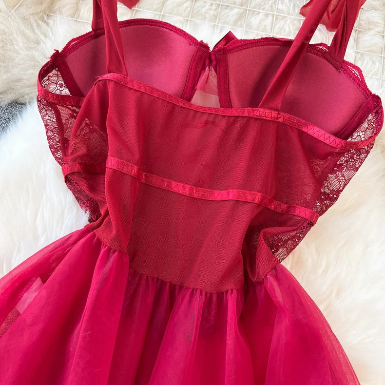 Gauze Spaghetti Strap Wedding Role‑Play Sleepwear