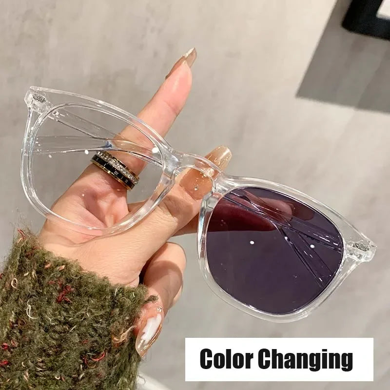 Unisex New Photochromic Glasses Outdoor Color-changing Ordinary Glasses Outdoor UV Blocking Blue Light Computer Glasses