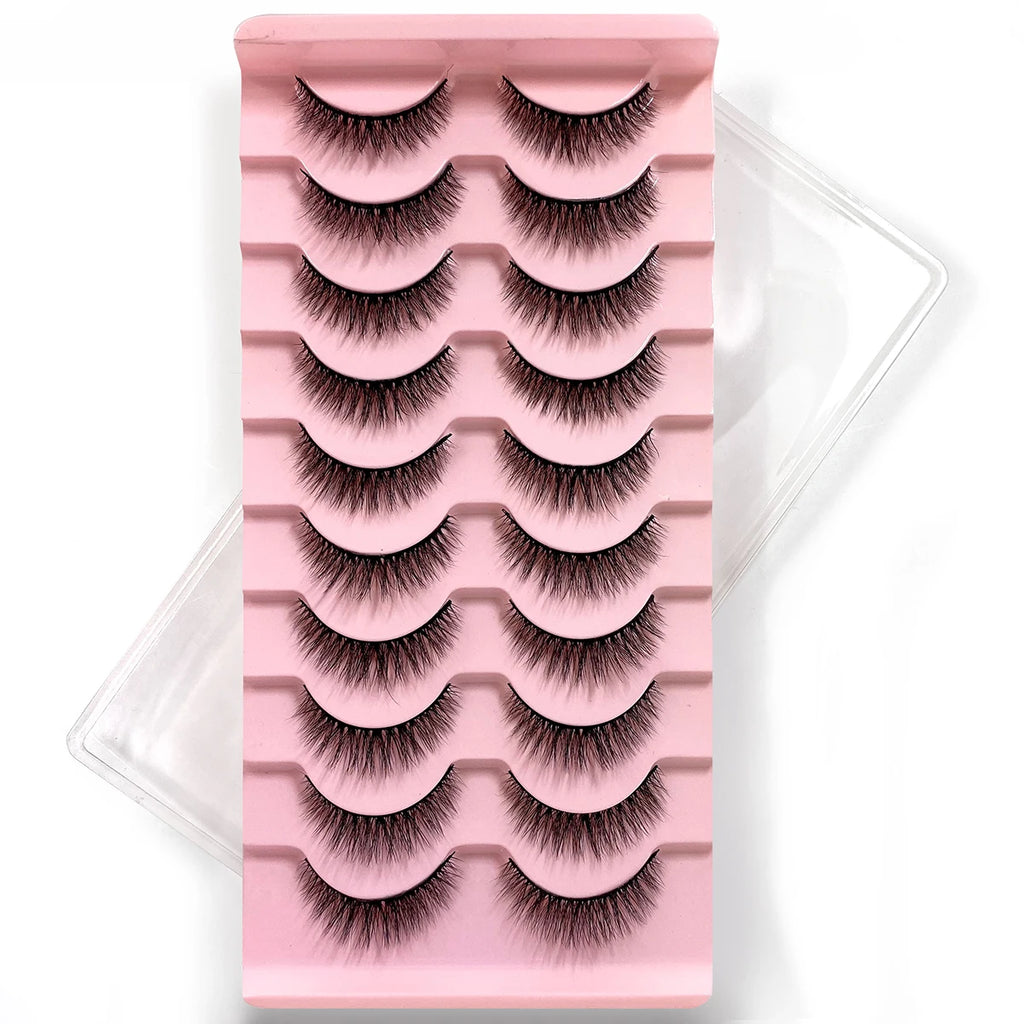 10Pairs Multipack 3D Mink Lashes False Eyelashes Handmade Wispy Fluffy Long Lashes Natural Eye Makeup Tools Eye Lashes H13 E08
