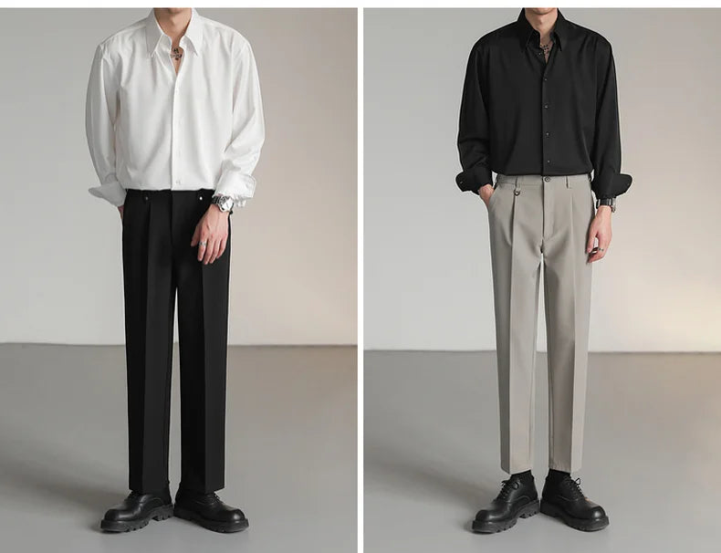 Korean Loose Ice‑Silk Shirt