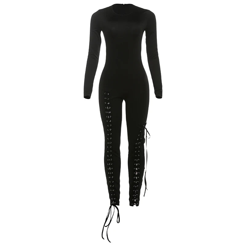 Nibber Women’s Cross‑Bandage Tassel Jumpsuit