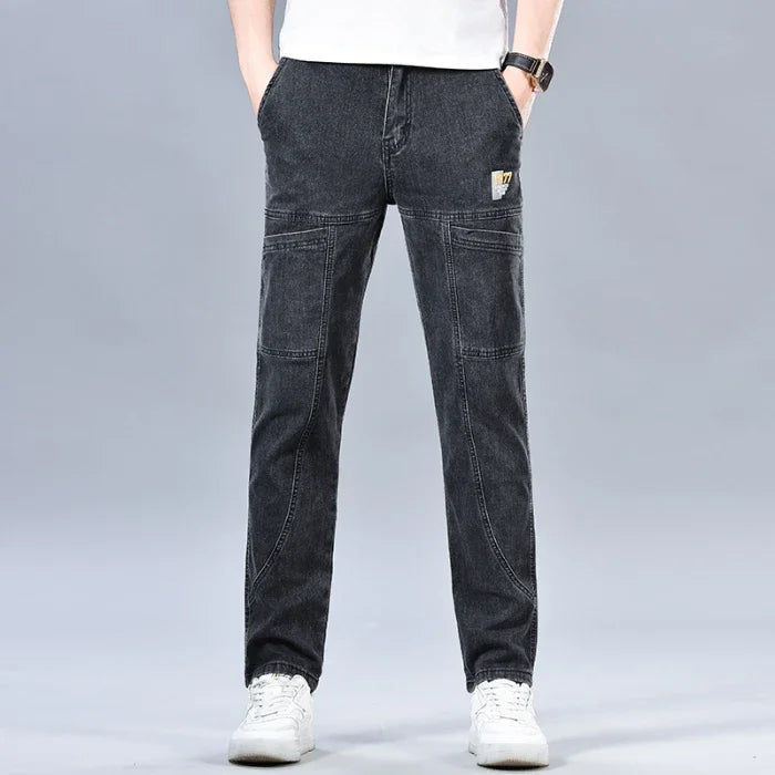 Multi‑Pocket Stretch Denim Jeans