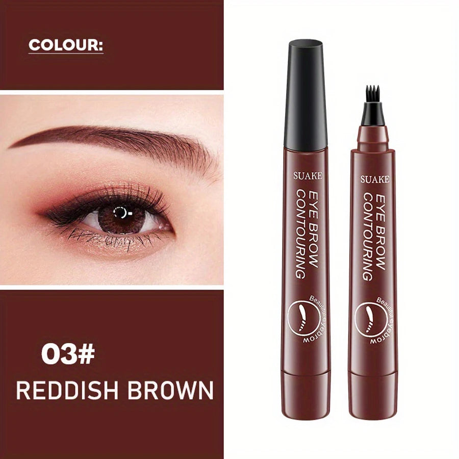 Waterproof 4‑Fork Eyebrow Pen – Microblading‑Effect Pencil for Natural, Hair‑Like Brows (5 Colors)