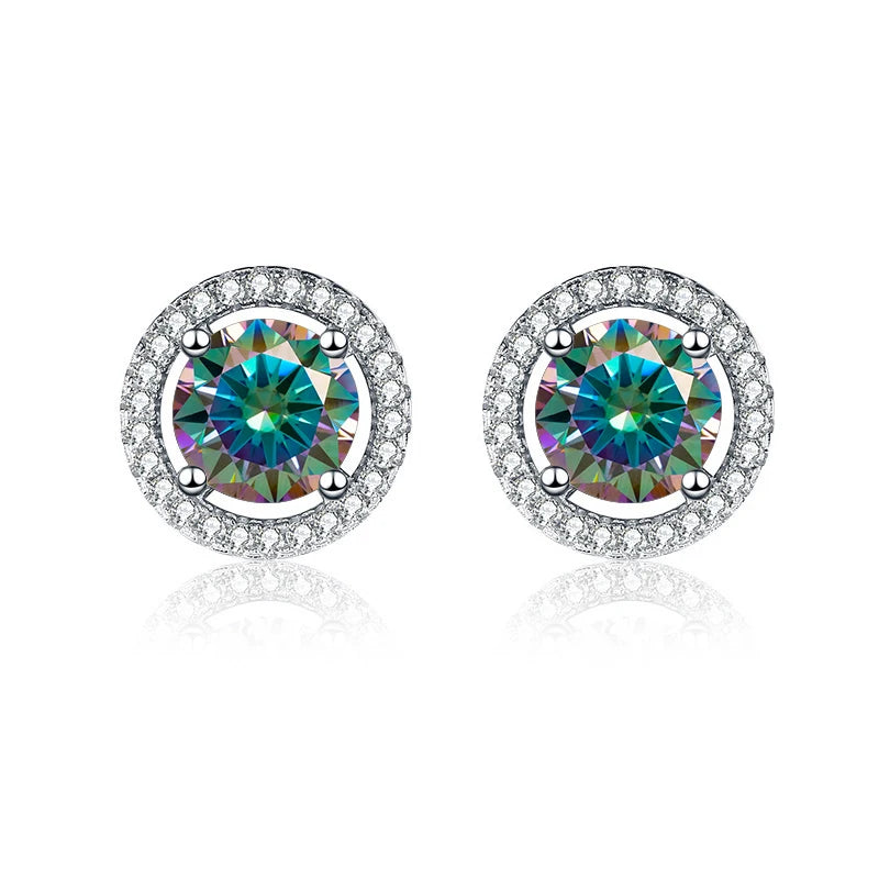 JoyceJelly Unisex Sterling Silver 925 Jewelry 2X1CT 6.5mm GRA Moissanite Stud Earrings for Men Women Lab Diamond Ear-studs Gift