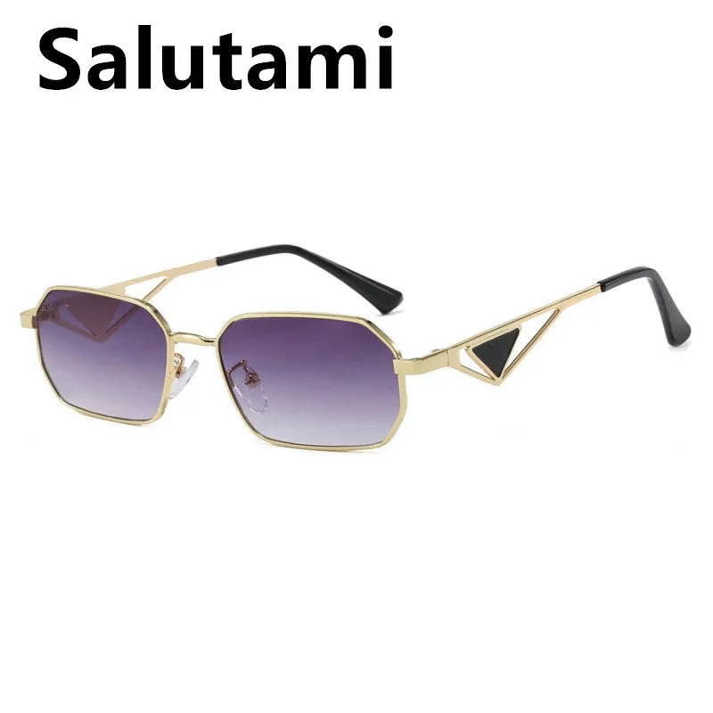 unique small square alloy triangle leg sunglasses for women new fashion brand elegant gradient sun glasses ladies sexy shades