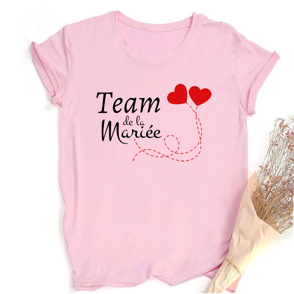Friend Print Bachelorette Party T-shirt EVJF Team of The Bride T Shirt Outfitwedding Team Bride Witness Bridesmaid Tops Clothes