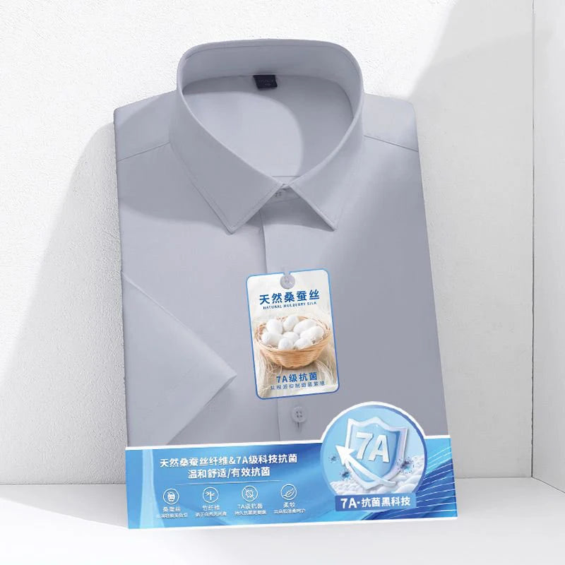 Mulberry Silk Wrinkle‑Resistant White Shirt