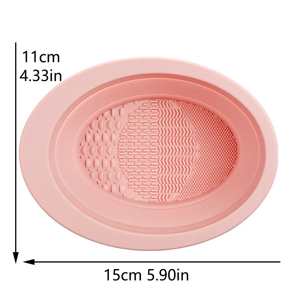 1PC Soft Silicone Makeup Brush Folding Cleaning Bowl Brushes Cleaning Mat Cosmetic Eyeshadow Brush Cleaner Colorful Scrubber Box