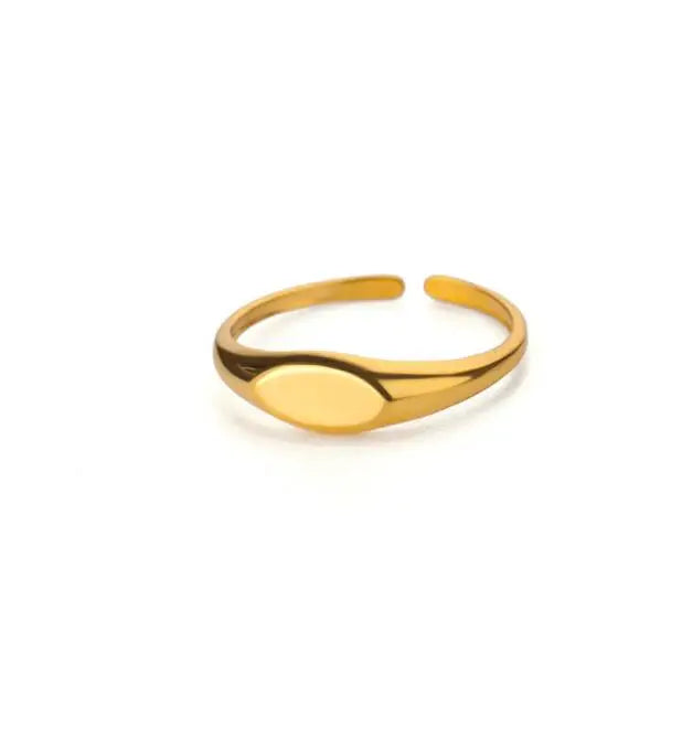 Minimalist Textured Stainless Steel Geometric Rings – Gold Open Adjustable Couple Ring for Women & Men