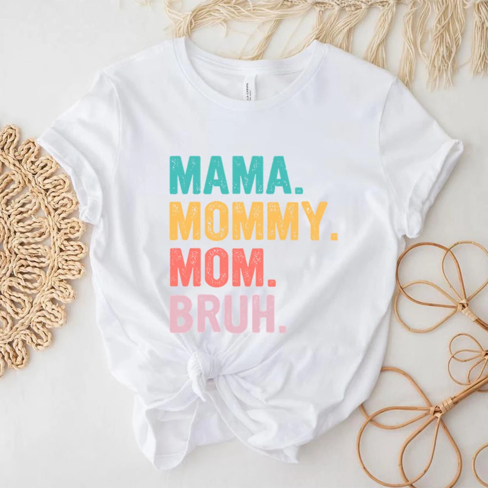 Mama Mommy Mom Bruh T Shirt Mom Shirt Mama Life Shirts Mother's Day T-shirt Women Summer Trendy Short Sleeve Casual Tops