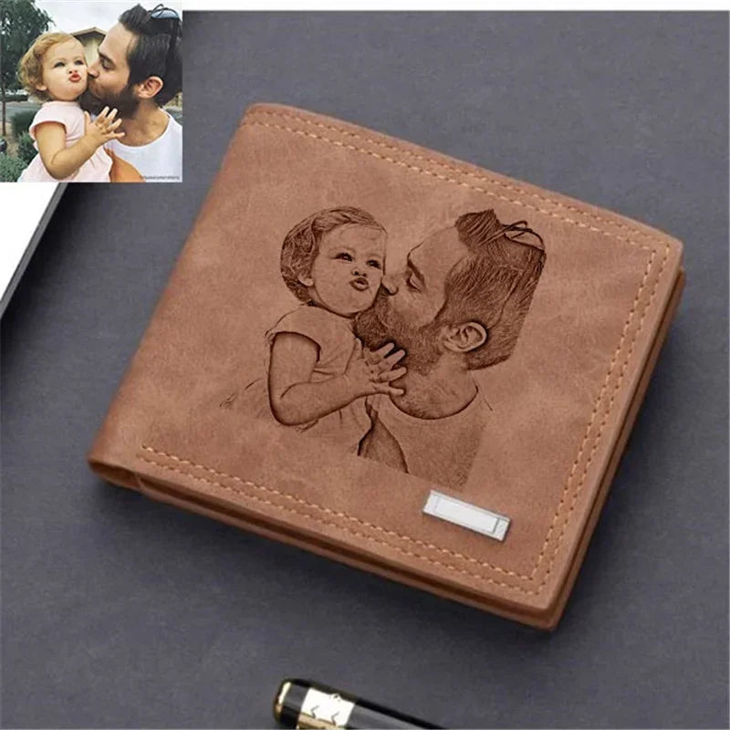 Custom Photo Engraved Wallet for Men – Personalized Father’s Day Gift