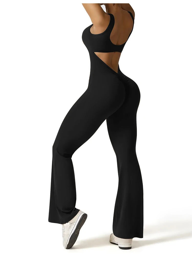 2025 Spring and Summer New Women's Slim Hip Lifting One-piece U Neck Sexy Backless Sleeveless Sports Yoga Clothing