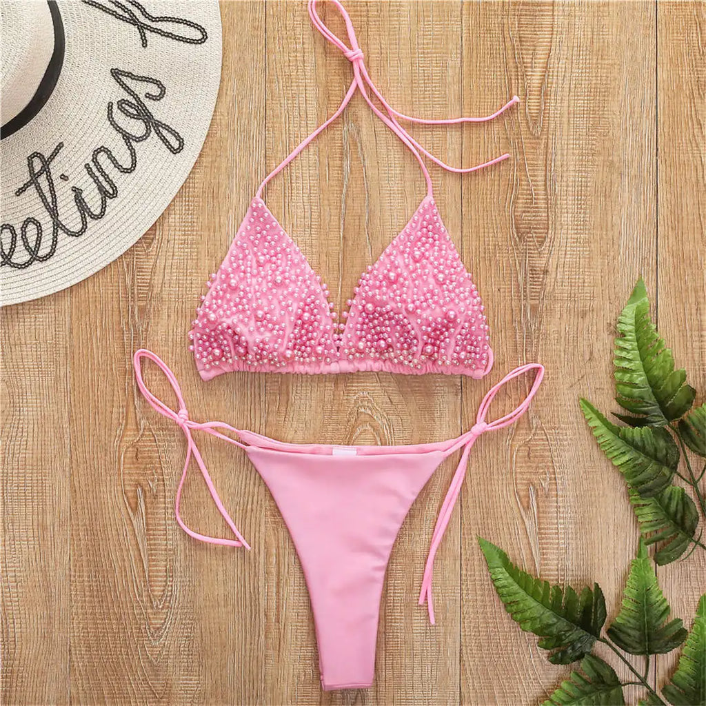 Luxury Pearl Halter Mini Bikini