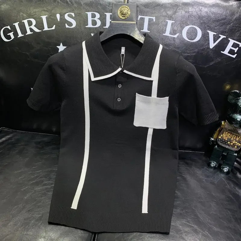 Knitted Short‑Sleeve Polo Shirt