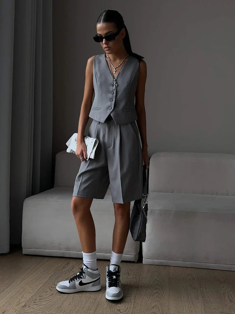 Wolfeel Women’s Summer Chic Vest & Shorts Suit