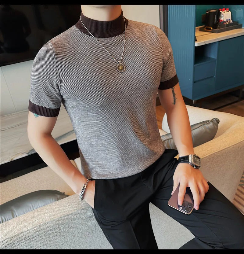 Men’s Turtleneck Short‑Sleeve Sweater