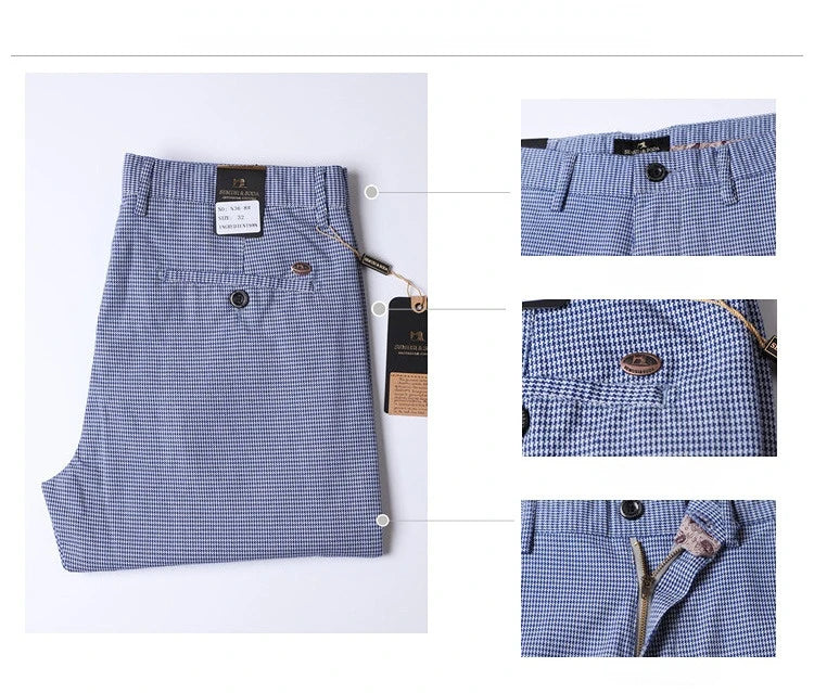 Slim Plaid Blue Suit Pants