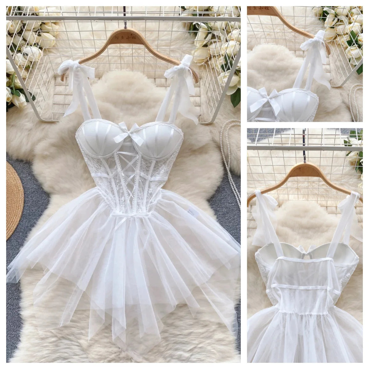 Gauze Spaghetti Strap Wedding Role‑Play Sleepwear
