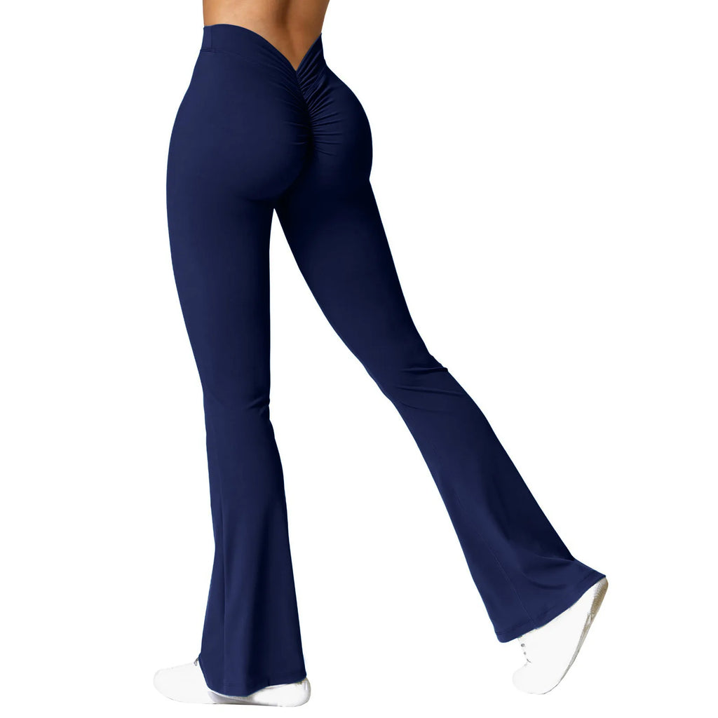 Women’s High‑Waist V‑Back Push‑Up Leggings – Micro Horn Slim Fit Gym Pants, Fashion Sports & Casual Leggings