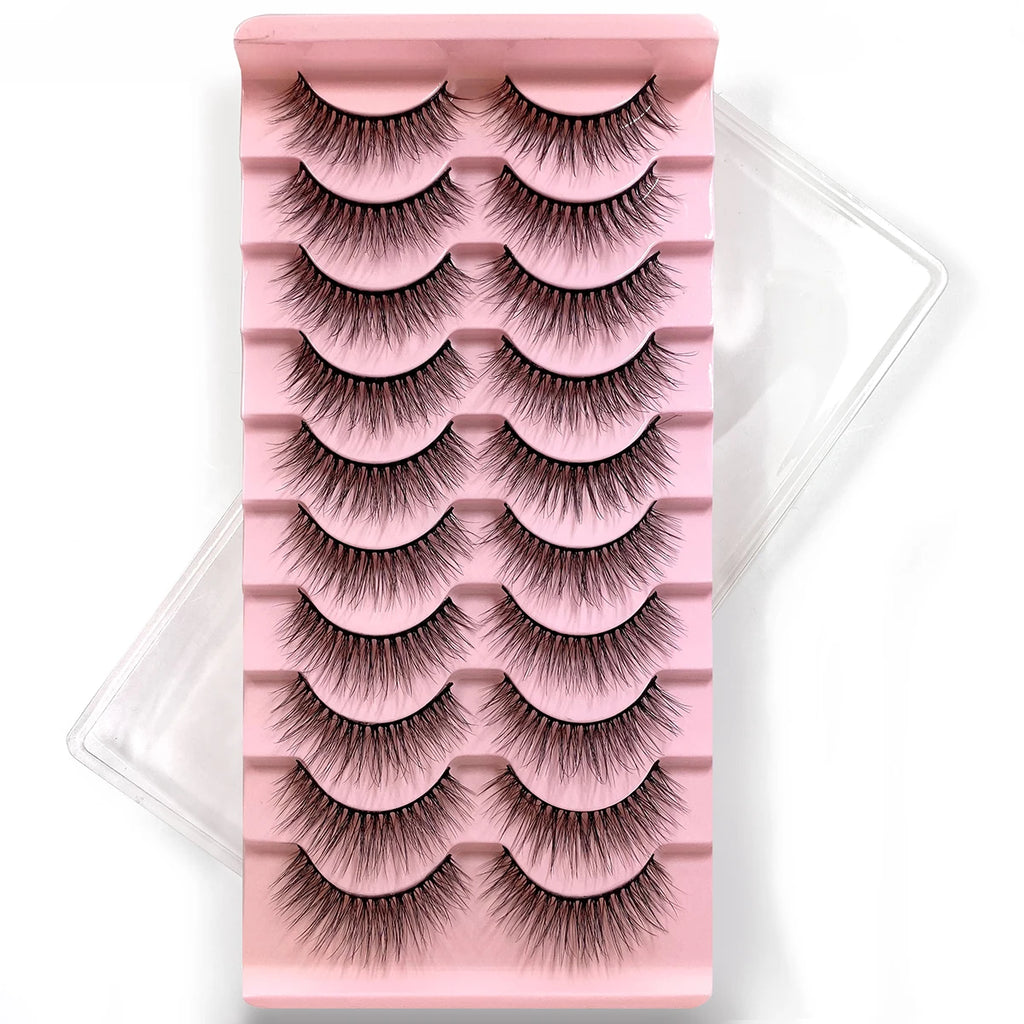10Pairs Multipack 3D Mink Lashes False Eyelashes Handmade Wispy Fluffy Long Lashes Natural Eye Makeup Tools Eye Lashes H13 E08