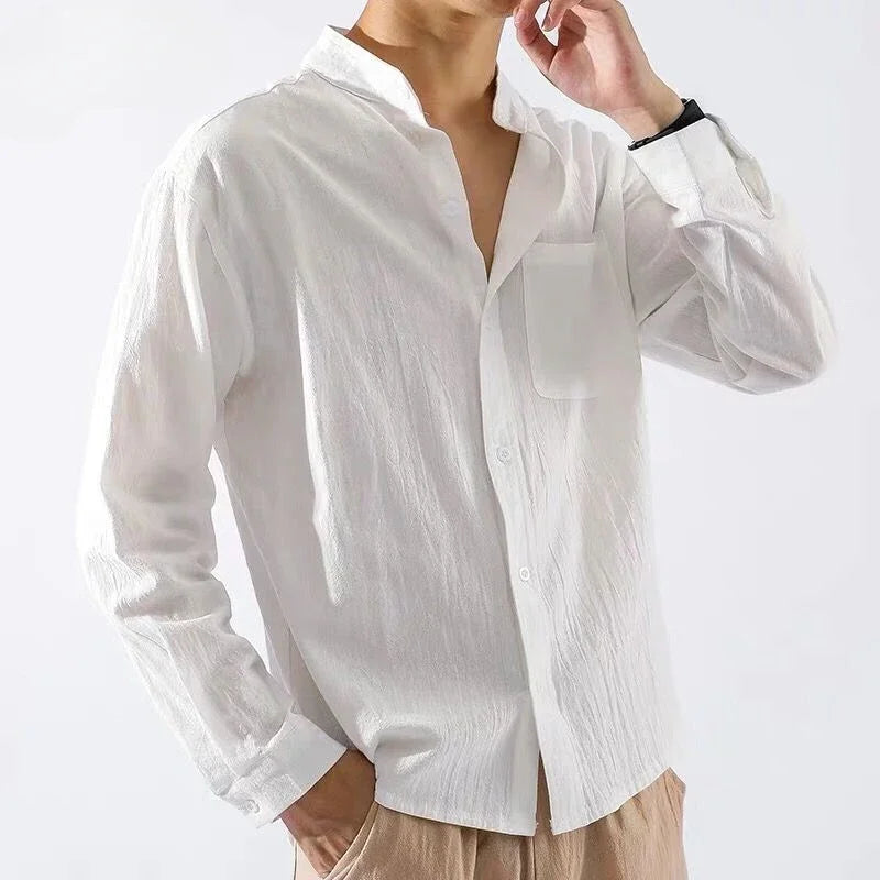 White Linen Shirt with Pocket