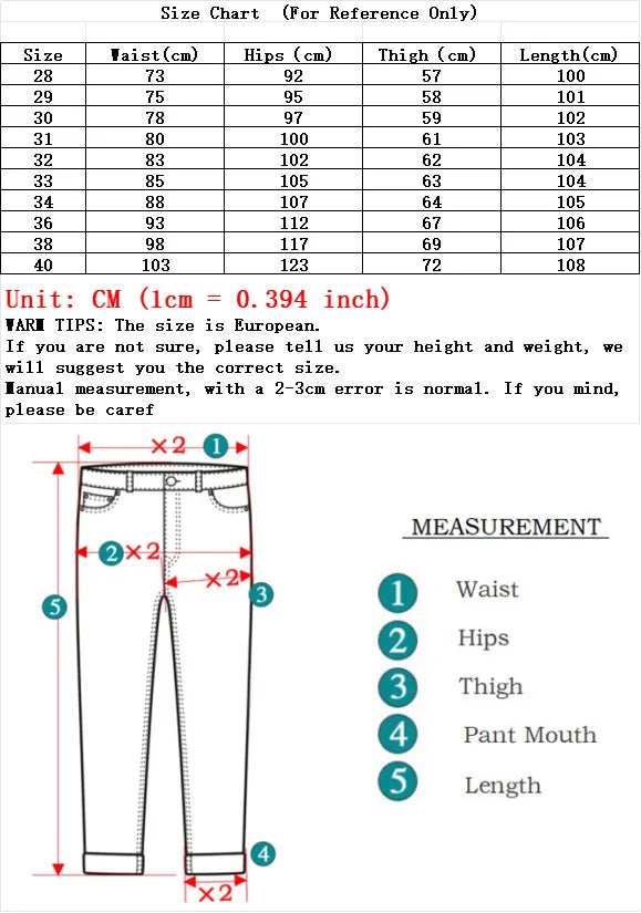 Men’s Stretch Black Biker Jeans – Classic Spring/Autumn Soft Denim Pants | Fashion Slim/Regular Fit Trousers
