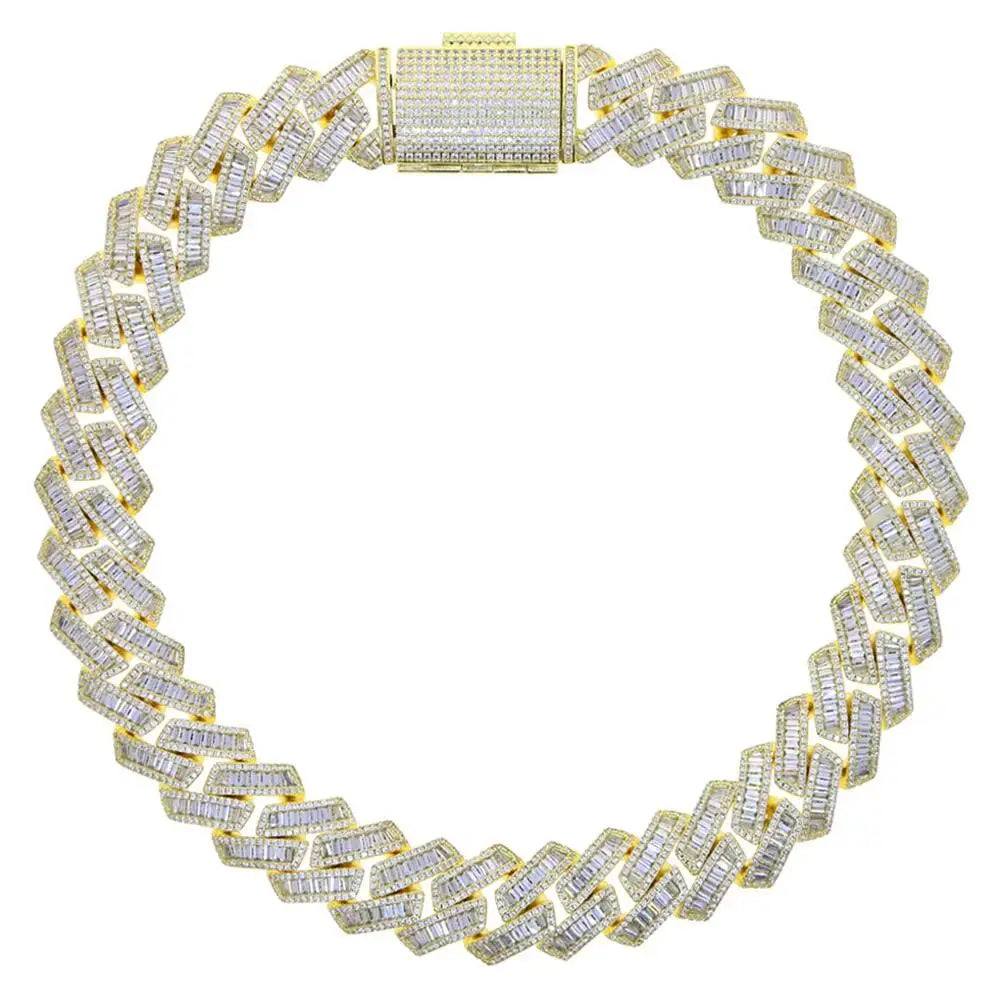 Big Heavy Hip Hop ice Men Boy Jewelry Micro Pave CZ Rose Gold Two Tone Color Rock Punk Ice Out Cuban Chain Necklace 19mm