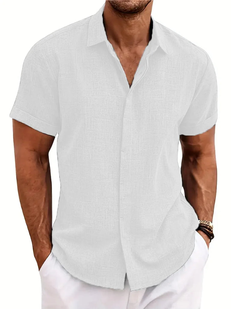 2024 New Men's Summer Lapel Shirt Large Size Loose Casual Comfortable Beach Short-Sleeved Top