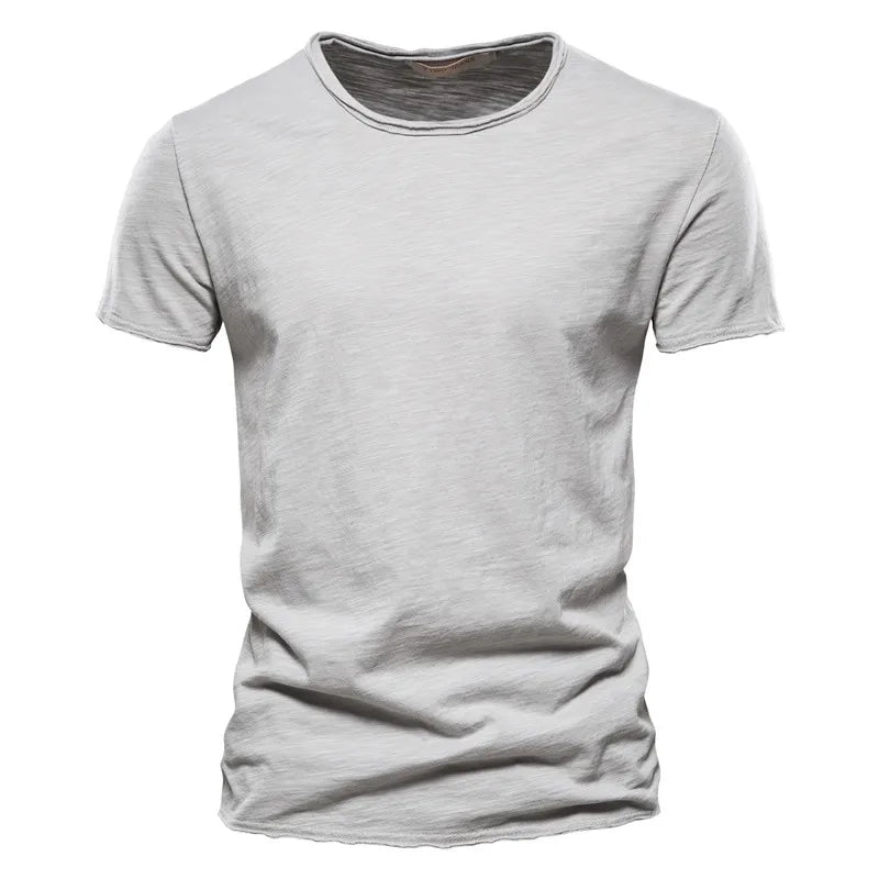 Men’s 100% Cotton Thin Summer T‑Shirt – Soft Breathable O‑Neck Casual Fitness Top