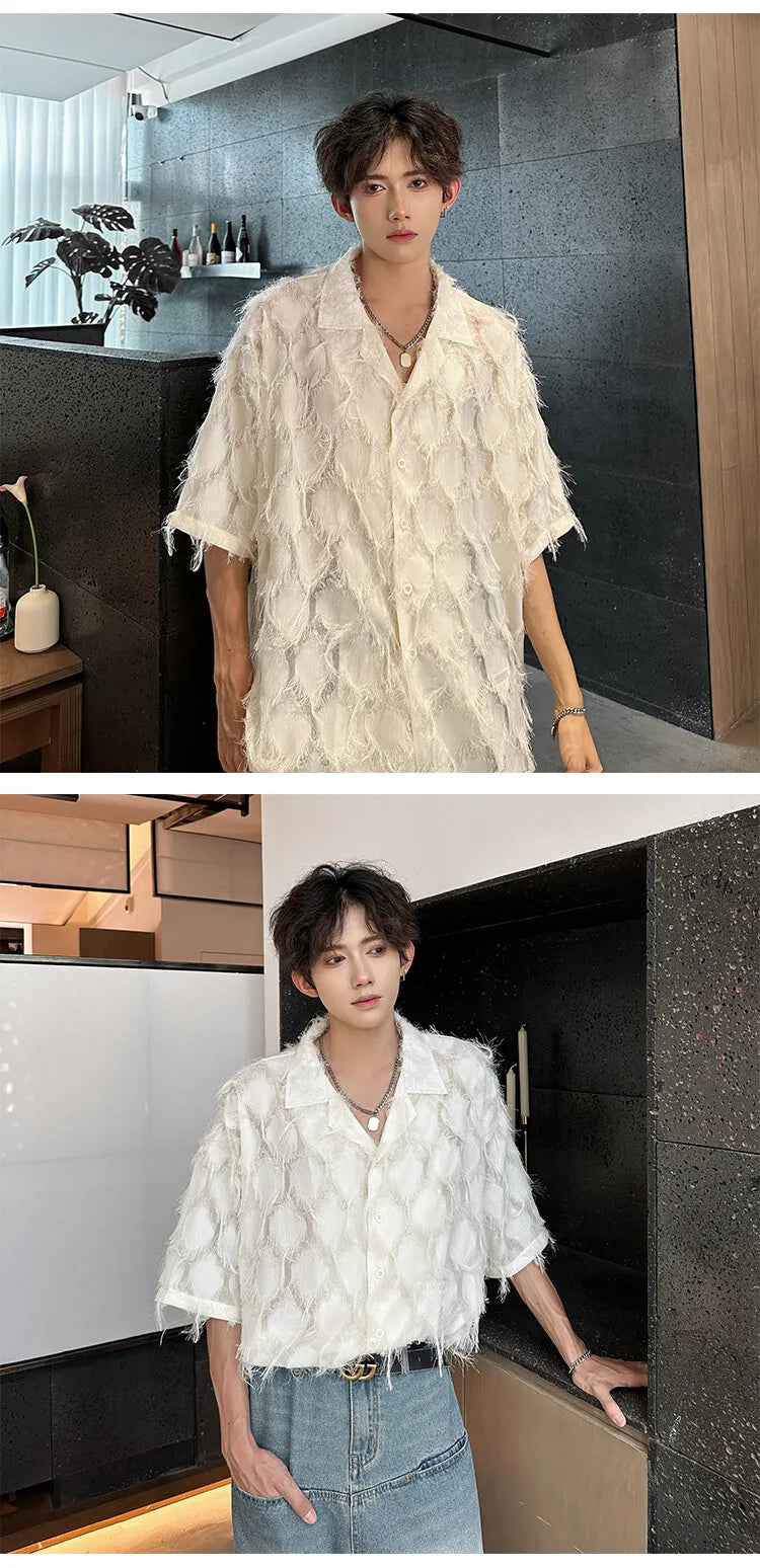 Loose Short‑Sleeve Suit‑Collar Shirt