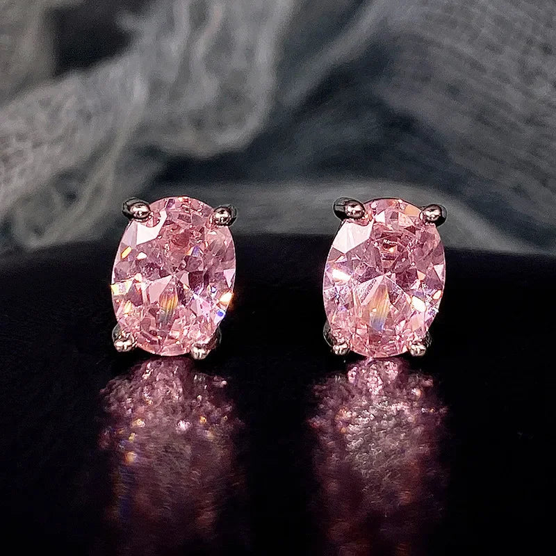 2025 New Arrivals Fashion Luxury silver color korean Zircon Stud Pink Earing Earrings For Women Girl Party Gift Jewelry Z7