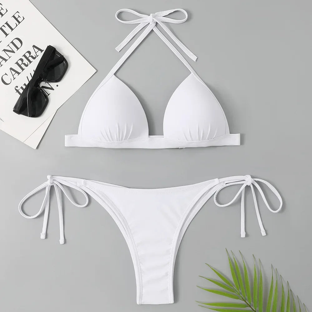 Halter Bra‑Cup Push‑Up Bikini