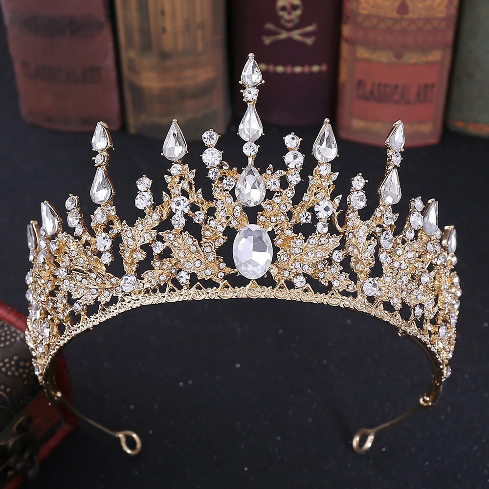 Baroque Crystal Tiaras And Crowns Rhinestone Prom Diadem Crown For Women Bridal Wedding Hair Accessories Jewelry Crown Tiara
