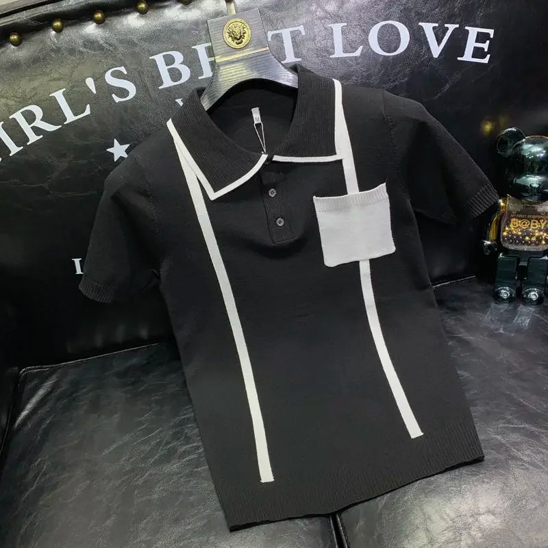 Knitted Short‑Sleeve Polo Shirt
