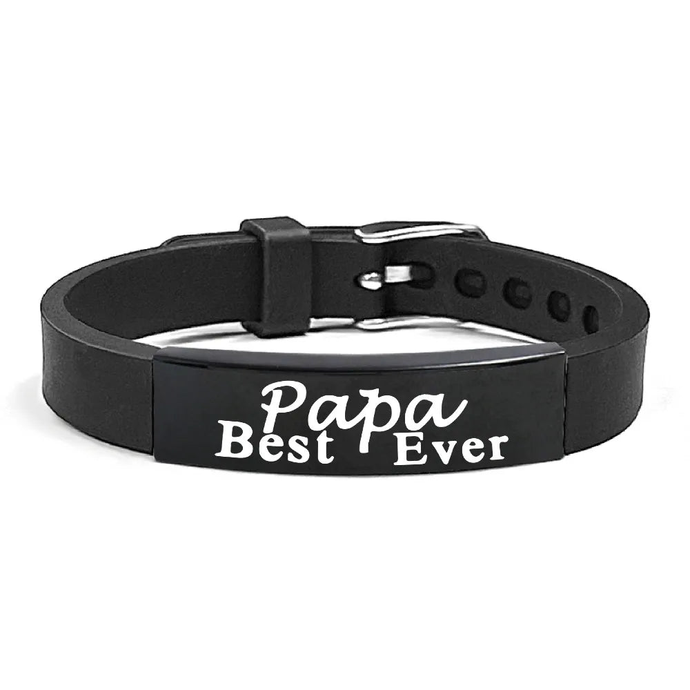 Inspirational Quote Bracelet for Father – Stainless Steel Adjustable Wristband Gift for Men