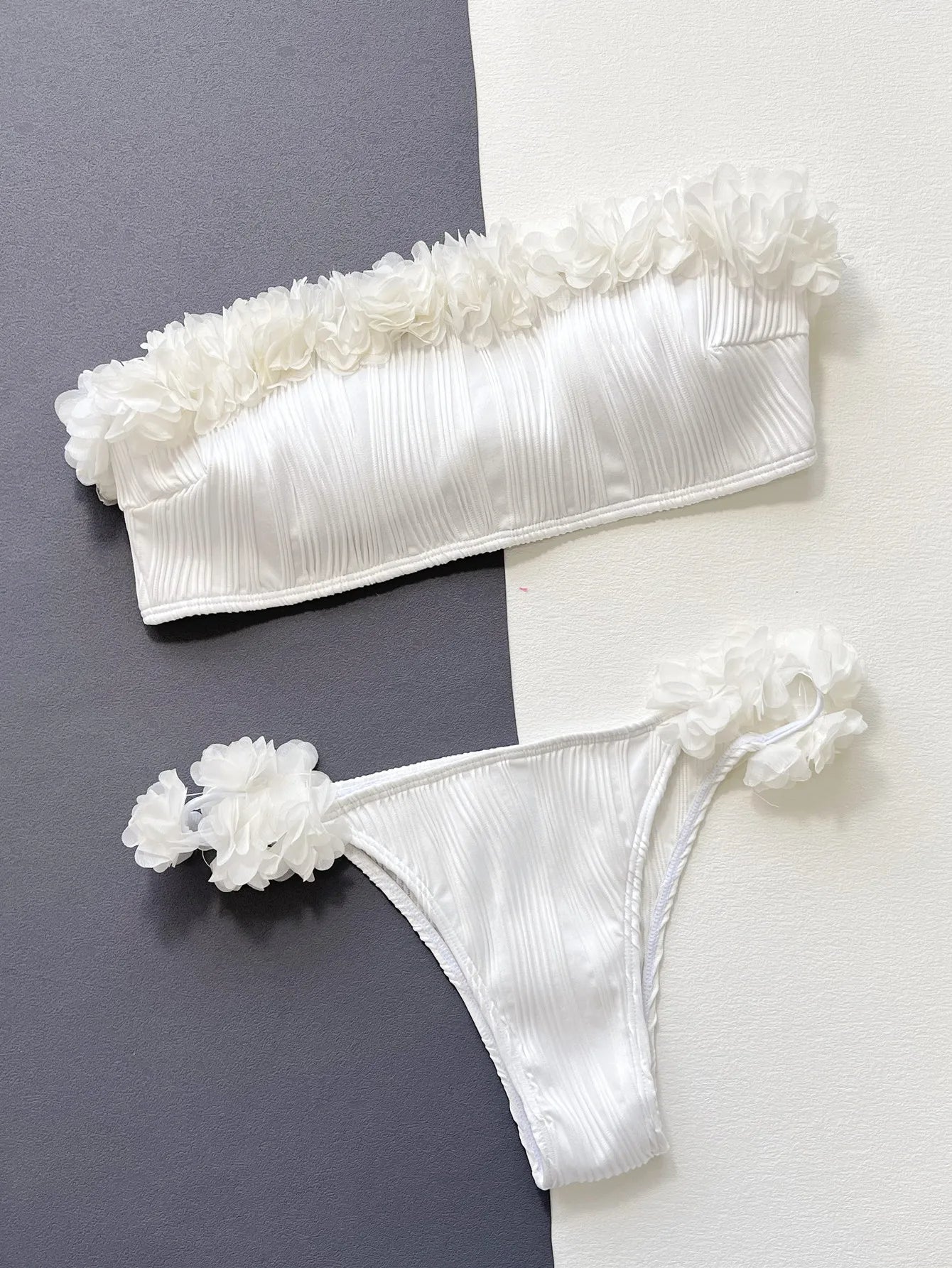 Strapless Ruffle Push‑Up Swimsuit