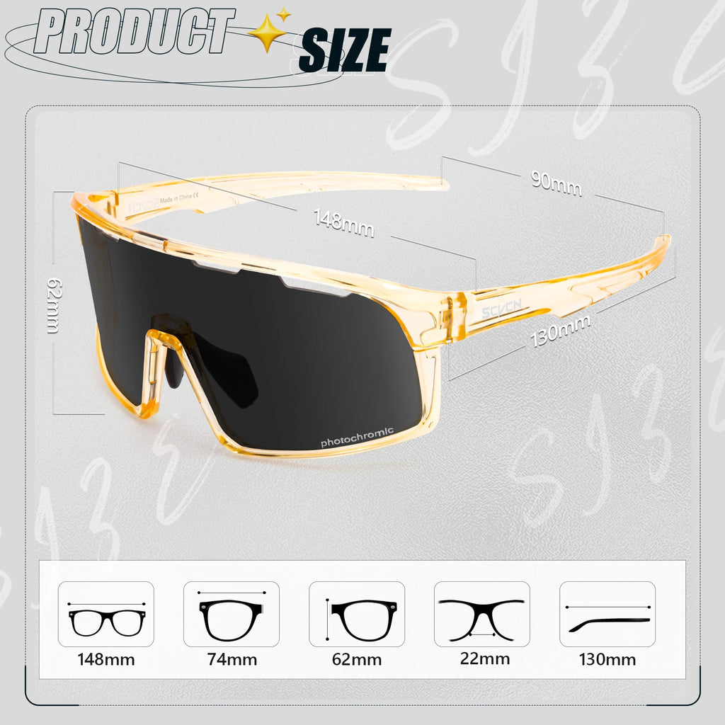 Scvcn Photochromic Mountaineering Sunglasses Outdoor Hiking Sports Glasses for Men's Cycling Sunglasses Leisure Travel Goggles