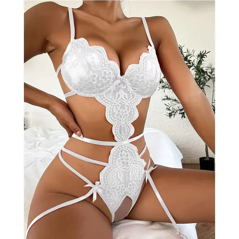 Lace Push‑Up Bra & Garter Lingerie Set