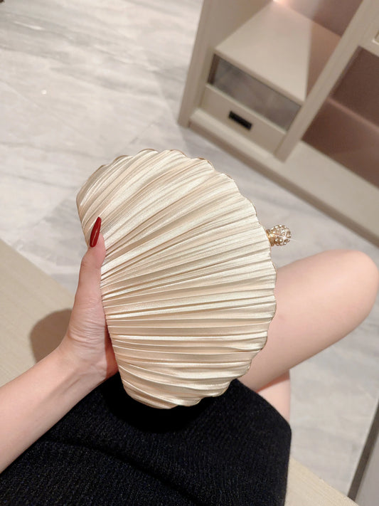 New Shell Evening Bag Cheongsam Diamond Clutch Bag Chain Bag Evening Dress Bag Pleated Bag Banquet Bag