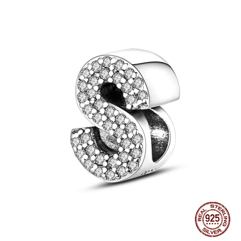 Fit Pendant Original Bracelets Charms Plata De Ley 925 Silver 26 A-Z Alphabet Letters Charm Beads For Women DIY Birthday Jewelry