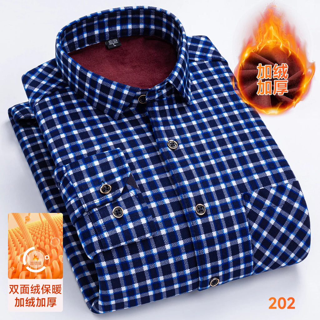 Men's double-sided fleece long-sleeved shirt 7XL8XL with fleece for warmth, thickening and cold resistance, casual winter