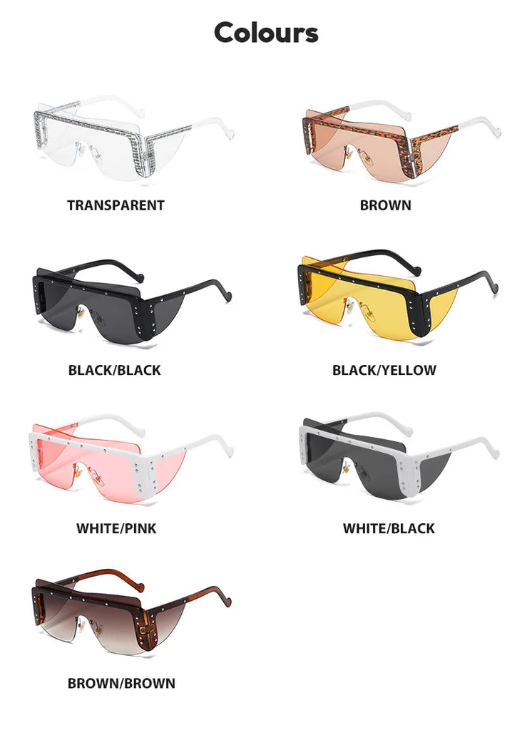 Rimless Square Sunglasses Women Oversized Luxury Brand Mirror Pink Shades Sunglasses Men Trend Female Eyewear Glasses Oculos