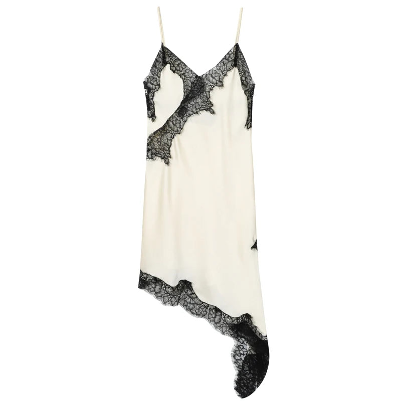 Women’s Lace Asymmetric Slip Dress – Sexy Backless Mini Dress | HXAO Summer 2025 Vestidos