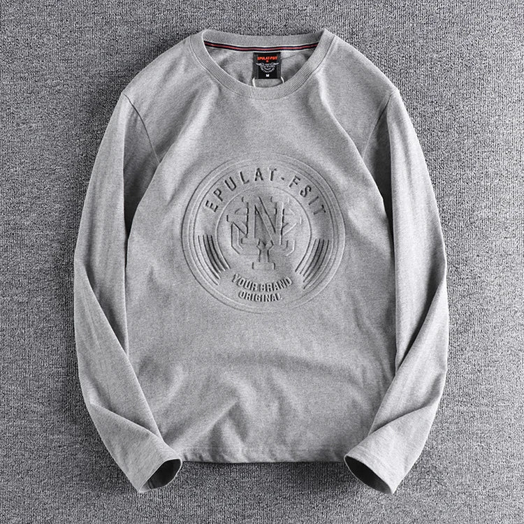 American Retro 3D Letter Long‑Sleeve T‑Shirt