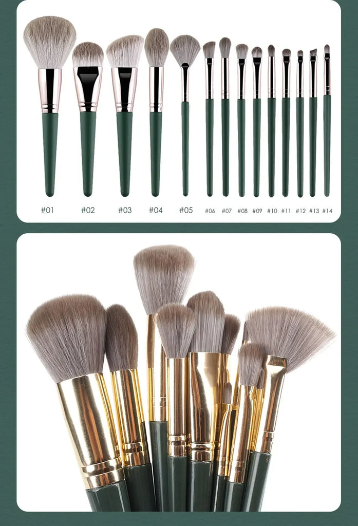 14‑Piece Soft Fluffy Makeup Brush Set – Professional Powder, Foundation, Blush & Eyeshadow Tools