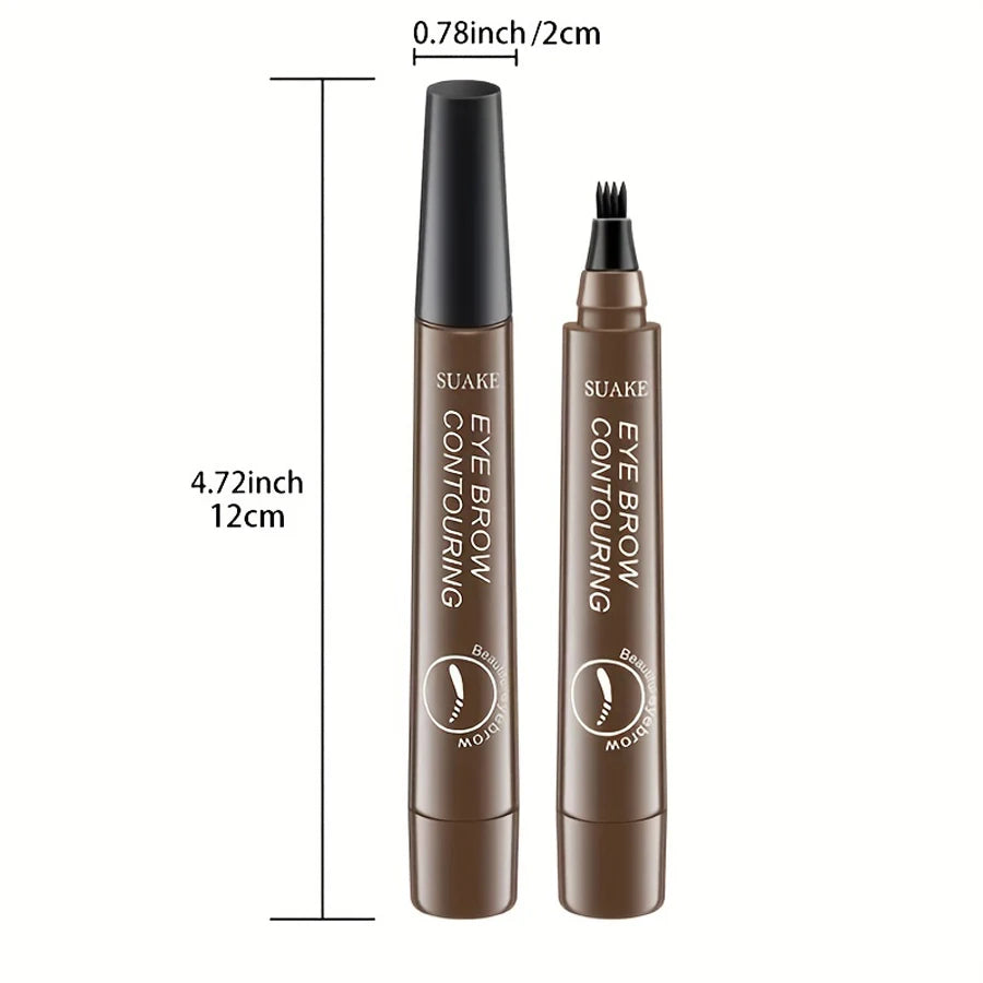 Waterproof 4‑Fork Eyebrow Pen – Microblading‑Effect Pencil for Natural, Hair‑Like Brows (5 Colors)