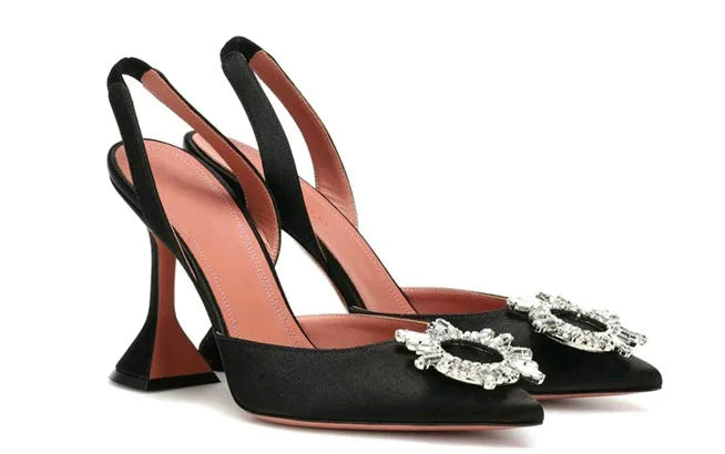 Silk Bow Rhinestone High Heels