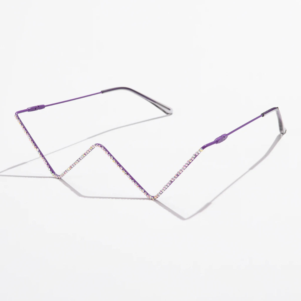 New Fashion Crystal Sunglasses Frames For Women Small Diamond Eyeglasses Line Alloy Frame Eyewear Punk Half Frame Glasses