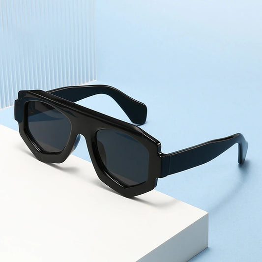 SO&EI Fashion Irregular Square Women Sunglasses Shades UV400 Retro Blue Purple Men Sun Glasses