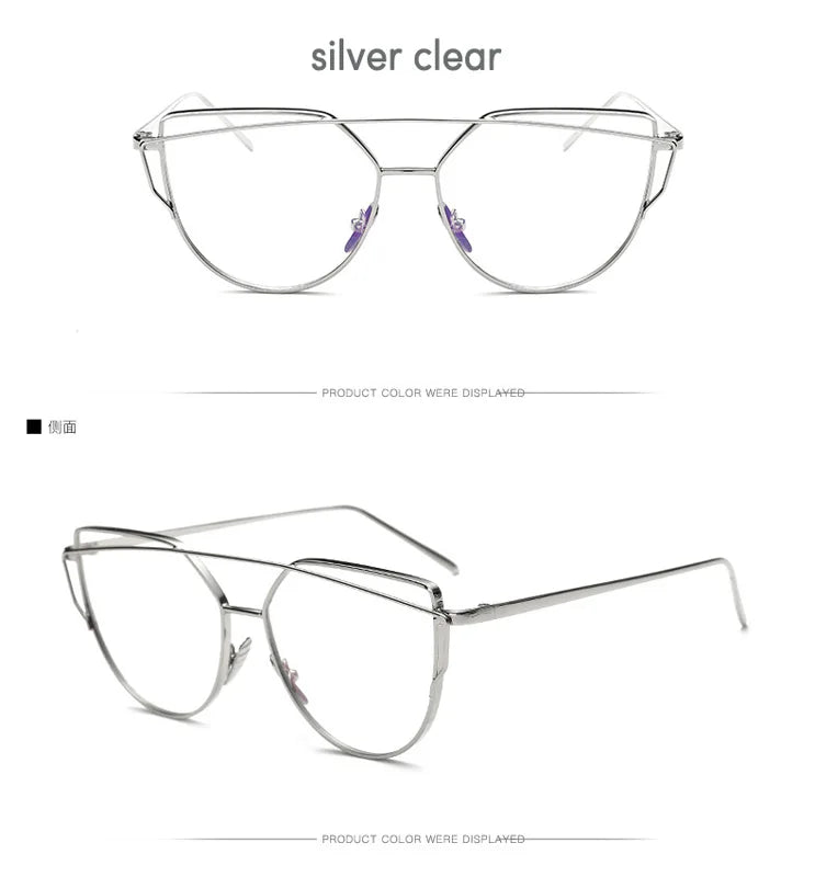 CCSPACE Cat Eye Sunglasses Women Brand Designer Fashion Shades Eyewear Twin-Beams Mirror Sun Glasses For Female UV400